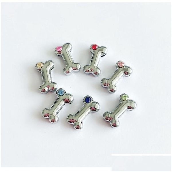 Breloques 30 pièces 8mm couleur mixte un strass os de chien lettres coulissantes accessoires de bricolage ajustement bracelet nom d'animal de compagnie colliers ceintures téléphone goutte D Otx5E