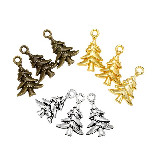 Charmes 30 pièces alliage tibétain argent plaqué arbre de noël charmes pendentifs pour la fabrication de bijoux bricolage artisanat fait main 21*14mm Q206 230826