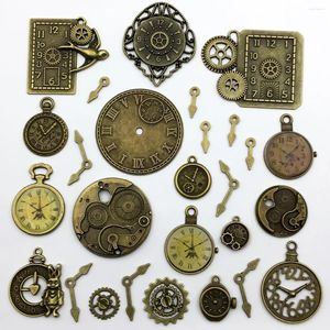 Charms 30 stks Antiek bronzen skelet Steampunk Clock Face Watch Warl Wheel voor doe -het -zelf sieraden maken ambachtelijke benodigdheden accessoires