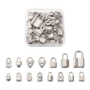 Charmes 30pcs Boîte en acier inoxydable Carement de coeur Prénance verrouillable pendentif pour bracelets de bricolage Colliers artisanat