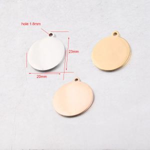 encantos 30pcs/espejo lote de acero inoxidable pulido colgantes redondos de 20 mm estampado en blanco Charmo DIY Joyería