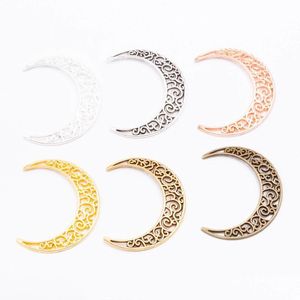 Charms 37X30Mm Tibétain Sier Couleur Or Filigrane Lune Charmes Pendentif Antique Pour Bracelet Boucle D'oreille Collier Diy Fabrication De Bijoux 50Pcs Dr Dh6En