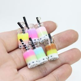 Charms 3D Glass Boba Drink Bottle For Earring Diy Fashion Jewelry Accessories Send In Pair 28X10Mm Drop Delivery Smtx7