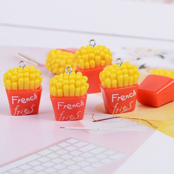 Charmes 3D Petites Frites Résine Alimentaire Pour Boucle D'oreille Téléphone Porte-clés Pendentif Accessoire Bricolage Artisanat Décor Bijoux Faire Drop Livraison 2022 Smtfp