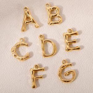 Charmes 3 pièces/lot lettre anglaise en acier inoxydable PVD placage initial A-Z Alphabet pendentif bricolage personnalisé fabrication de bijoux trouver
