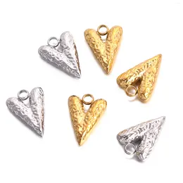 Charmes 3 pièces/lot coeur en acier inoxydable 3D amour pendentif pour la fabrication de bijoux trouver bricolage collier ras du cou artisanat fait à la main