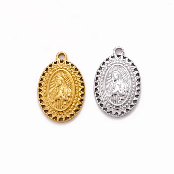 Charms 3pcs Vierge religieuse pour faire des bracelets Collier accessoires fournit des pendentifs de bijoux en acier inoxydable ovale vintage