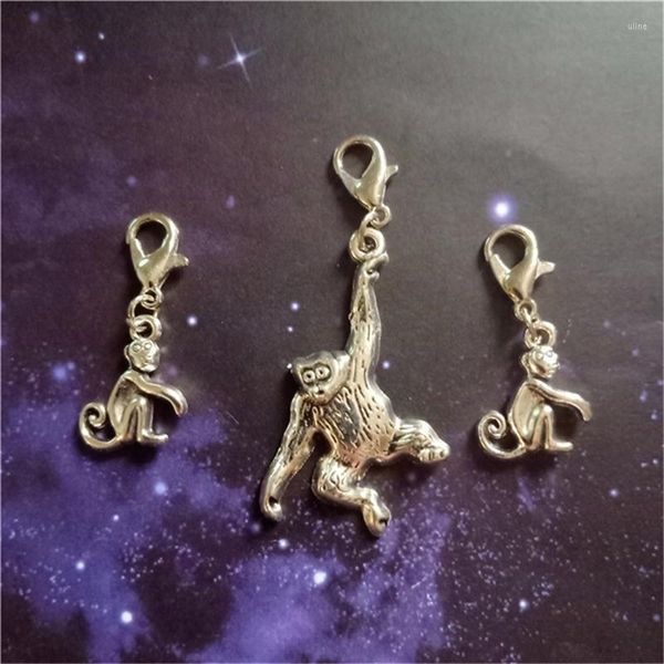 Dijes 3 unids/set Clip en encanto mono joyería mono cremallera tirar amistad regalo viñetas de animales colgante Diy para