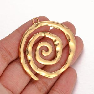 Dijes 3 uds círculo de acero inoxidable Patrón En Espiral en relieve chapado en oro DIY collar pendientes accesorios para hacer joyería hecha a mano