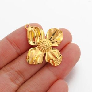 Breloques en acier inoxydable, 3 pièces, haute qualité, fleur mignonne, grand pendentif pour collier, boucles d'oreilles, fournitures de bijoux, vente en gros