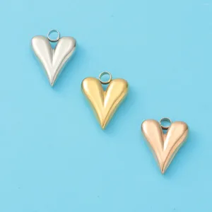 Breloques en acier inoxydable, 3 pièces, pendentifs en forme de cœur d'amour, couleur or, pour la saint-valentin, pour la fabrication de bijoux, boucles d'oreilles, Bracelet, 16x12mm