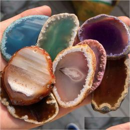 Charms 40-55Mm Natural Blue Red Green Purple Agate Slice Wind Bell Tablet Sweater Chain Hanger Home Ornaments Drop Delivery Sieraden Dhwpl