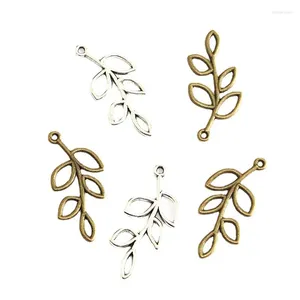 Charmes 40 pièces 41 18.8MM Branches creuses Antique argent plaqué Bronze couleur feuille pendentif bricolage accessoires