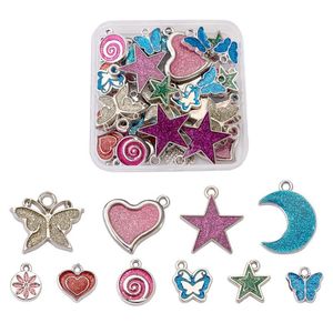 Charms 40 -stcs/doos CCB Plastic hangers met glitterpoeder voor sieraden die doe -het -zelf -armband kettingaccessoires maken