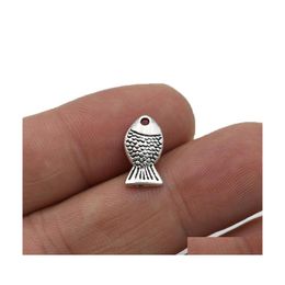 Charms 40 stks vis charme hangers voor sieraden maken armband DIY Accessoires 14x8 mm drop levering bevindingen componenten DHCUN