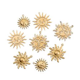 Charms 410pcs/Lot Brass Celestial Sun Face Pendant voor doe -het -zelf oorbellen armbanden ketting sieraden maken ambachtelijke leverage Suppliescharms dh4dt