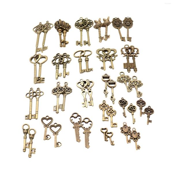 Charms 46x Skeleton Key Vintage Set para hallazgos de joyería Fabricación de accesorios Pulsera DIY Wedding Party Favors