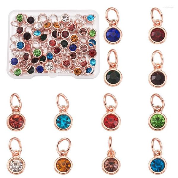 Breloques 48 pièces 12 couleurs alliage pierre de naissance strass pour anniversaire fabrication de bijoux femmes collier pendentif boucles d'oreilles bricolage accessoiresbreloques