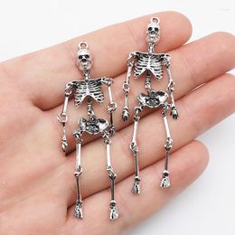 Charms 4 stcs 72 16 mm zink legering zilveren kleur schedel skelet man hangers designer fit sieraden maken diy bevindingen