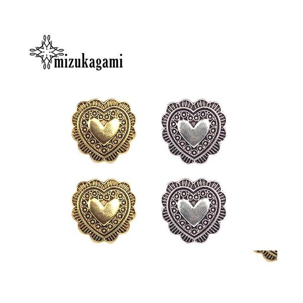 Charms 4Pcs / Lot 20Mm Rétro En Alliage De Zinc Doux Petit Coeur Or Concho Boutons Pendentifs Pour Diy Bijoux Accessoires Drop Delivery Juif Dhxwx