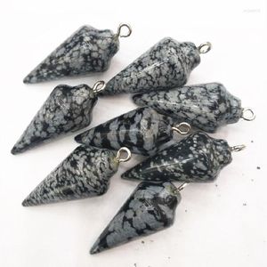 Dijes 4 Uds. Colgantes de piedra Obbistan de copo de nieve natural para mujeres encantadoras accesorios para hacer collares fuego cereza cuarzo ojo de tigre 32x15mm