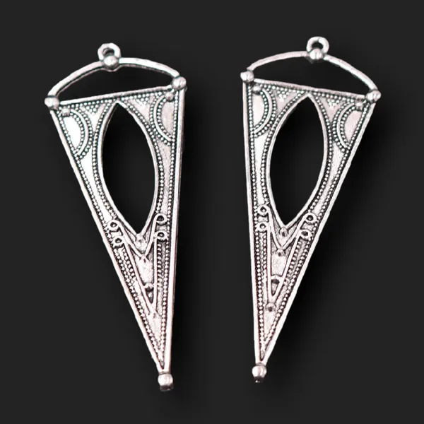 Charms 4pcs Plaqué Argent Grand Style Géométrique Triangle Pendentif Bohême Collier Boucles D'oreilles Accessoires DIY Bijoux Fabrication De Carfts