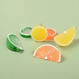 Charms 5/10 / PCS Slices au citron pour bijoux faisant des bracelettes de fruits en résine mignon