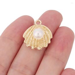 Charmes 5 X couleur or coquille de mer Imitation perle pendentifs perles pour bricolage boucles d'oreilles collier fabrication de bijoux résultats accessoires