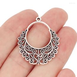 Charms 5 x Tibetan Silver Boho Bohemia Hollow Open Filigree Pendants for DIY Boucles d'oreilles Constatations de bijoux Accessoires 35x29 mm