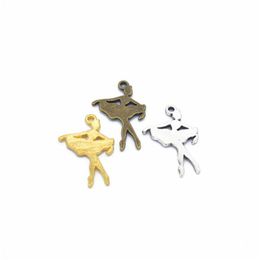 Charms 500 piezas colgante de bailarina de ballet antiguo Sier y bronce dorado 22X15 Mm bueno para Diy Craft Drop Delivery 202 Dh8Sy