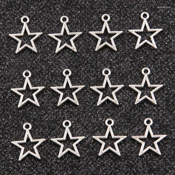 Encantos 50 Uds 14 16mm imagen Color hueco estrella geometría colgante aleación de Metal DIY collar pulsera pendientes marcado