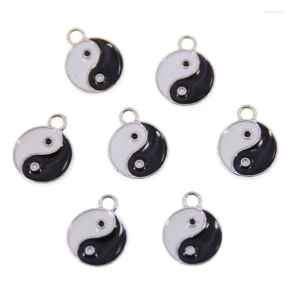 Charmes 50pcs 15 12 mm en alliage zinc yin et yang émail mini coeur sucré pour colliers bricolages bracelets accessoires de bijoux