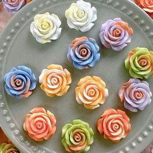 Charms 50 stcs 27 mm geverfde dubbele kleur camellia hars charm bloem cabochon flatback diy plakboek ambachten decoratie benodigdheden