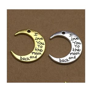 Charms 50pcs Legering Charms hangerse sieraden maken Sier Golden I Love You to the Moon and Back Diy Bevindingen 918 D3 Drop Delivery Compon DHP8W