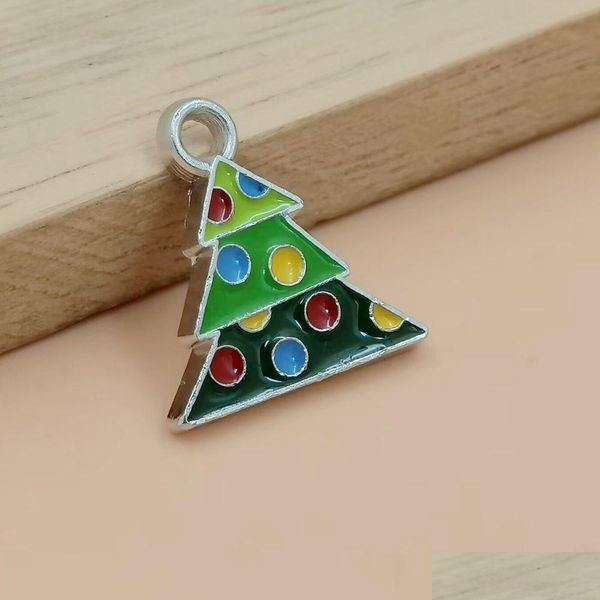 Charmes 50 pièces alliage émail arbre de noël pendentif à breloque pour bijoux à bricoler soi-même faisant Bracelet collier accessoires bijoux résultats de bijoux C Dhujd