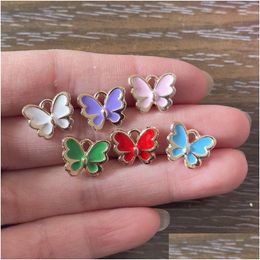 Charms 50pcs mignon insecte papillon charme en gros pendentif pour bijoux à bricoler soi-même faisant bracelet collier boucles d'oreilles fermeture éclair pl décoration d'ongle Dhwdw