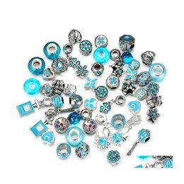 Encantos 50 Unids / lote Cristal Gran Agujero Suelto Espaciador Artesanía Rhinestone Europeo Grano Colgante Para Charm Pulsera Collar Moda Diy Jewelr Otejx