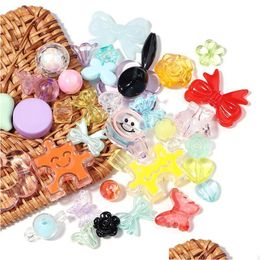 Breloques 50 Pcs/Lot Pendentif Perles Mixte Acrylique Lanière Pour Décoration Bricolage Téléphone Chaîne Clé Cadeau Femmes Beautif À La Main En Gros Dhobv