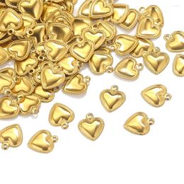 Charmes 50pcs en acier inoxydable petit coeur pour bijoux de fabrication de collier ornements bracelet finille de queue charme