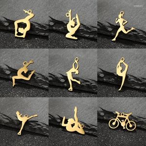 Charms 5pc/Lot Casual Fashion Gymnastics Running Skating Sports roestvrijstalen hangers voor ketting Bracelet DIY -accessoires