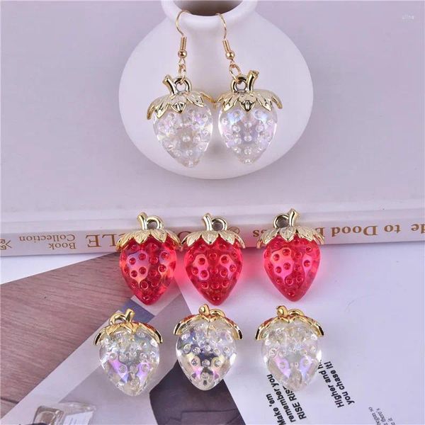 Charmes 5 pièces 3D fraise Bling couleur blanc et rouge fruits fabrication de bijoux boucle d'oreille pendentif bricolage porte-clés accessoires