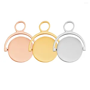 Charms 5pcs Blank Rotated Circle Pendentidants pour collier en gros en acier inoxydable gravible des joailleries bricolage
