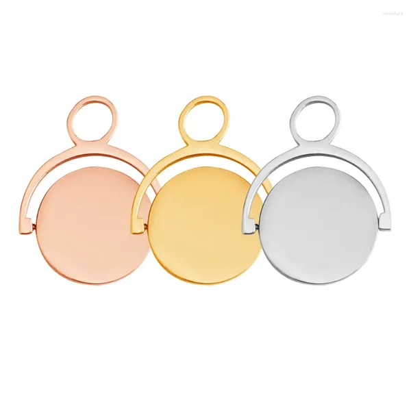 Charms 5pcs Blank Rotated Circle Pendentidants pour collier en gros en acier inoxydable gravible des joailleries bricolage