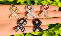 Charmes 5pcs Cancer du sein Conscience du ruban Charme pour les femmes Collier de bracelet Faire des bijoux en laiton plaqué or BLOLESAL8683079