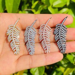 Charms 5pcs cubes de zircone Feather for Women Bracelet Collier Pendants Earge Bling Rigicestone Bijoux Accessoire