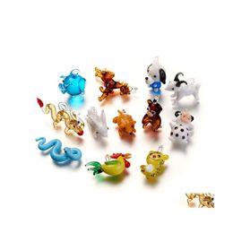 Charms 5pcs Handgemaakte Chinese Zodiac Lampwork Hangers Gemengde kleur Dierhanger voor ketting Diy sieraden maken Craftscharms Drop D DH04D