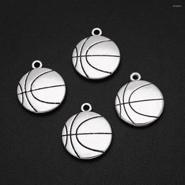 Charmes 5 pièces/lot 18x23mm pendentifs de sport de basket-ball antiques pour bricolage porte-clés fabrication de bijoux résultats fournitures accessoires