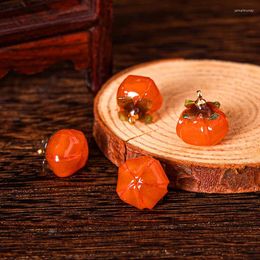 Charms 5 stks/partij Leuke Hangers Persimmon Vorm Acryl Oranje Kleur Voor Armband Spacer Handwerk Fruit Accessoires