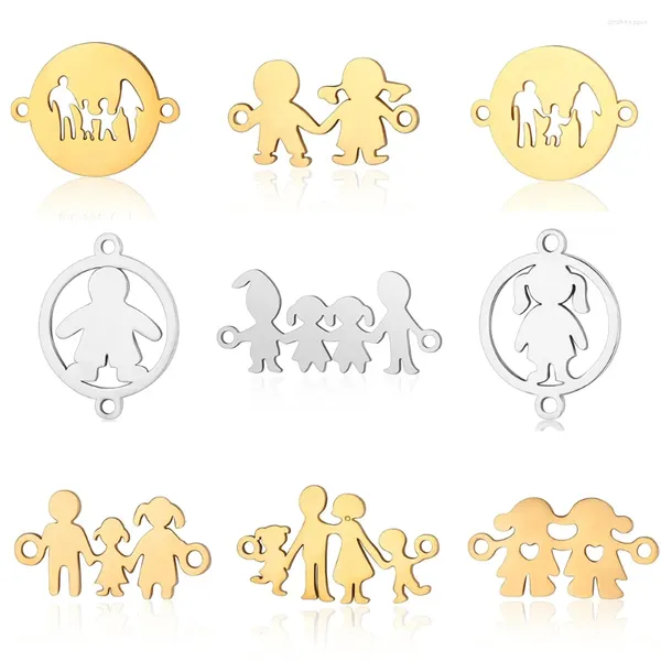 Charmes 5 pcs/lot famille bricolage en gros 316 en acier inoxydable papa maman garçon connecteurs charme fille soeurs frères bijoux pendentif