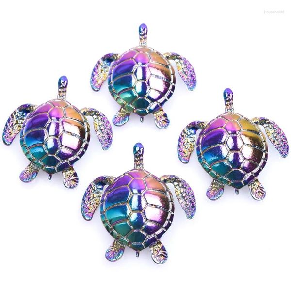 Charmes 5 pcs/lot tortue de mer 49x44mm couleur arc-en-ciel bijoux sac boucle d'oreille artisanat faisant des résultats pendentif à la main